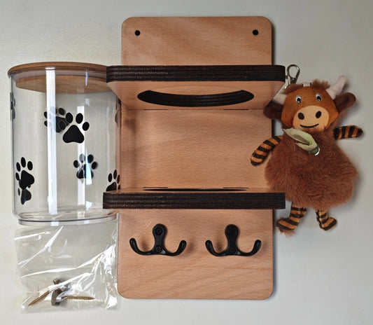 Personalised Dog Treat Jay & Lead Holder Wall Mounted