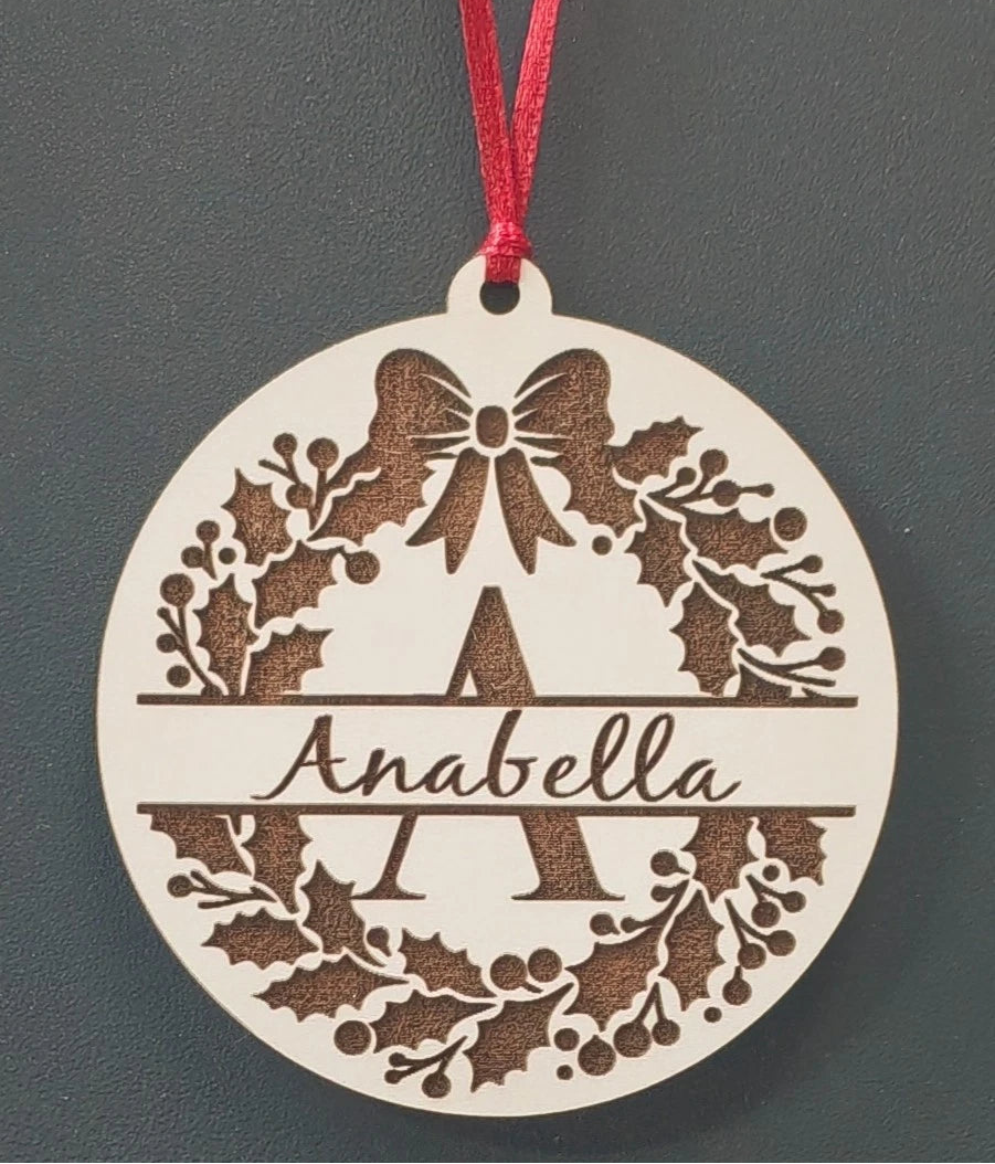 Personalised name wreath Xmas decoration