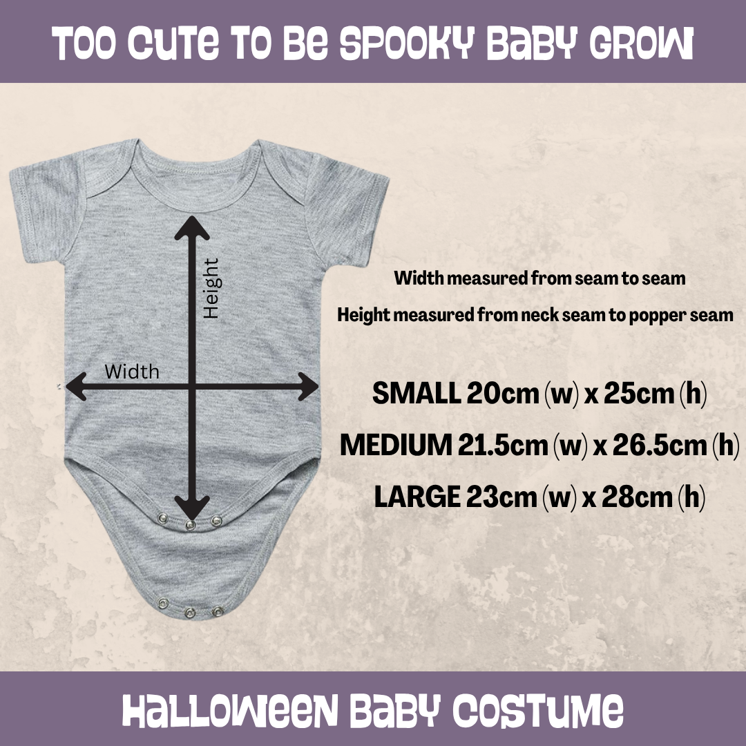 Too Cute To Be Spooky Baby Grow Sleepsuit Halloween Outfit