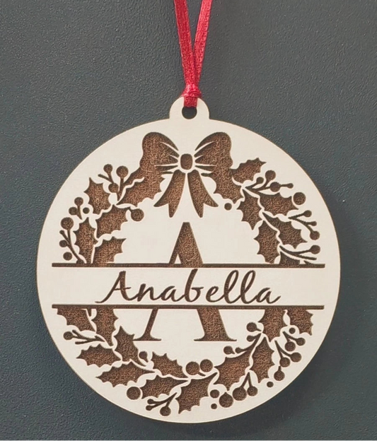 Personalised name wreath Xmas decoration