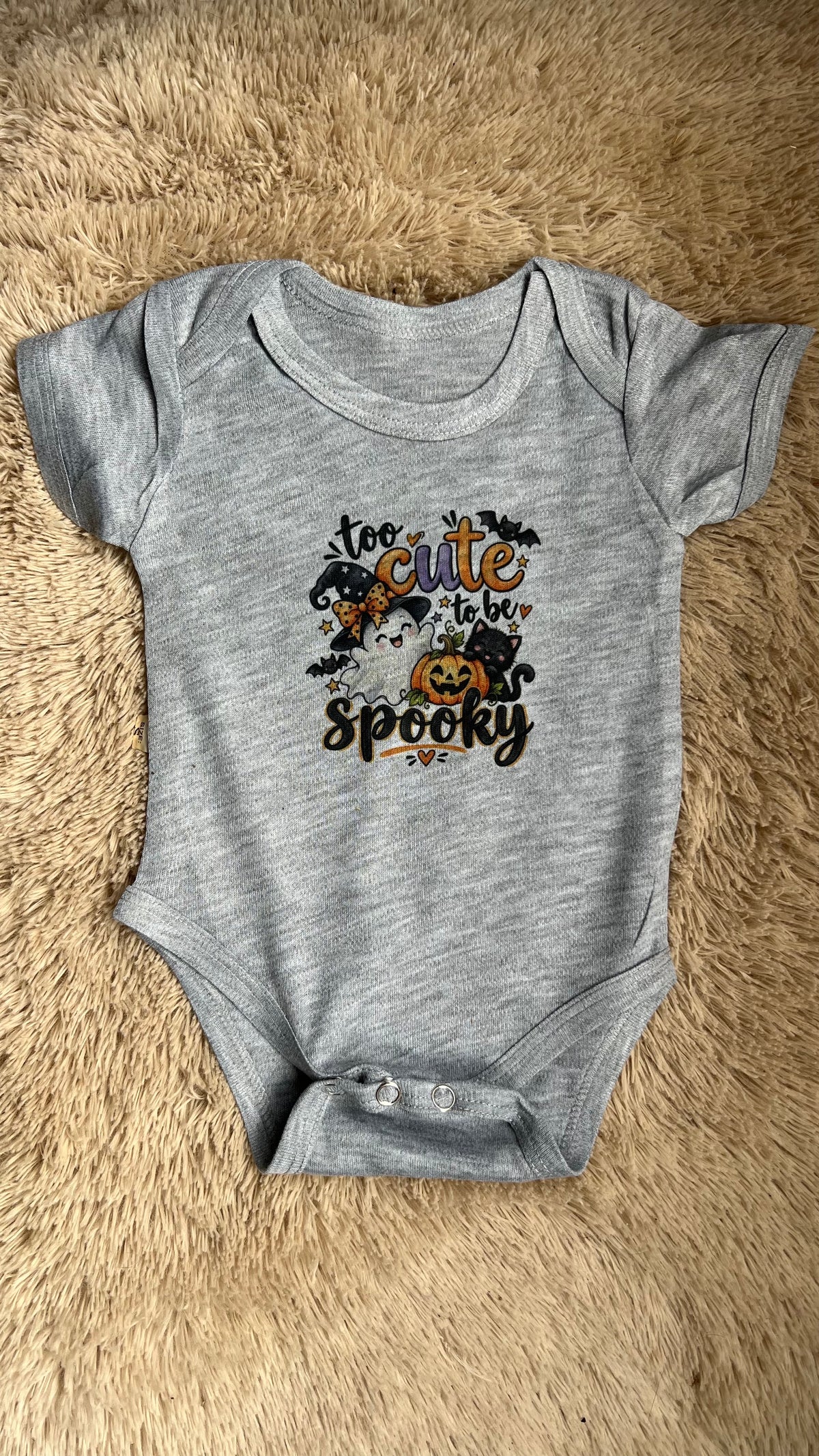 Too Cute To Be Spooky Baby Grow Sleepsuit Halloween Outfit