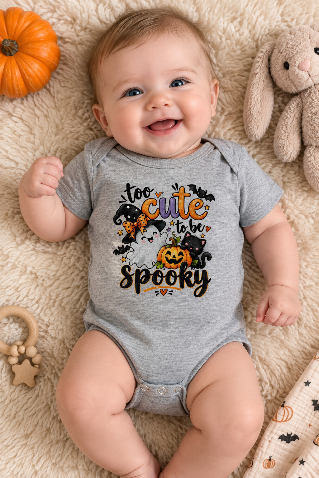 Too Cute To Be Spooky Baby Grow Sleepsuit Halloween Outfit