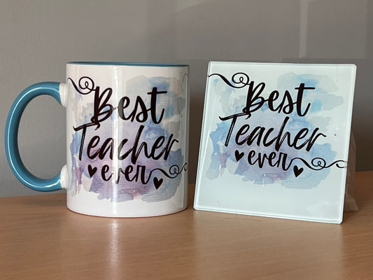 Best Teacher Mug and Coaster